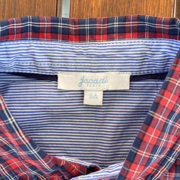 Jacadi Boy's Plaid Shirt with Contrast Detail Cuff in Size 5 EUC - Picture 7 of 14